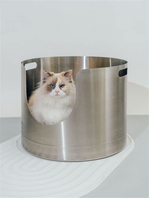 hooded stainless steel litter box|metal litter box with lid.